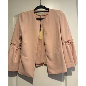 Emma + Olivia Pink Open Blazer Long Flounce Sleeves‎ Women Size Small Pink CUTE